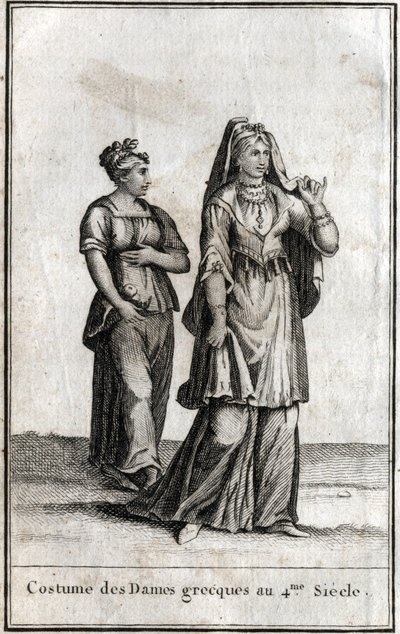 Traje de las damas griegas en el siglo IV. Grabado en “Beaute de l
