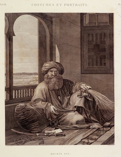 Trajes y retratos: Mourad Bey (1750-1801) jefe mameluco en “Descripción de Egipto”, Ediciones Imperiales de Unknown artist