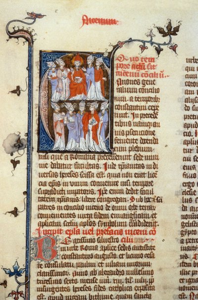 Concilio de Nicea - iluminación de manuscrito (antigua traducción latina de los primeros concilios ecuménicos atribuida a Isidoro), Edad Media (ref. 365, 351r). B. Mr. Toulouse. Solicitud de autorización a la Biblioteca Municipal de Toulouse (tel: 05 62 27 de Unknown artist