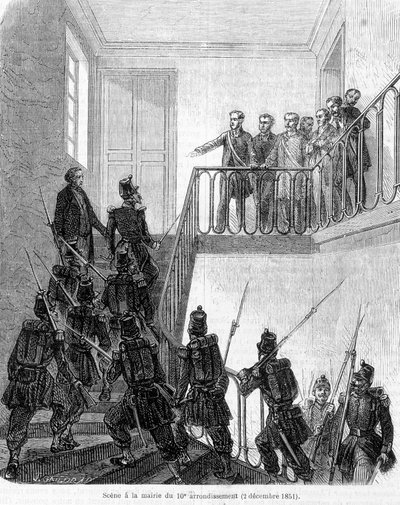 Golpe de Estado: arresto de diputados en el Ayuntamiento del 10º distrito de París el 2 de diciembre de 1851 de Unknown artist