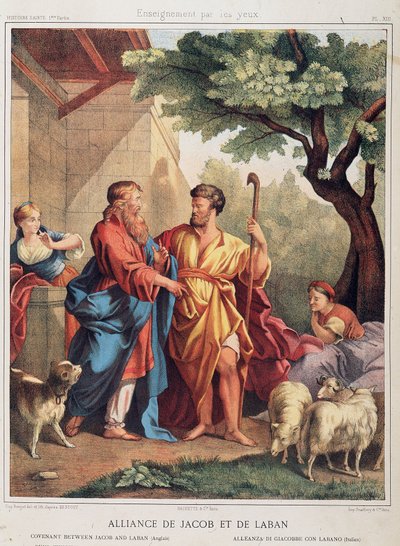 Pacto de Jacob y Labán en “Historia Sagrada”, ed. Hachette de Unknown artist