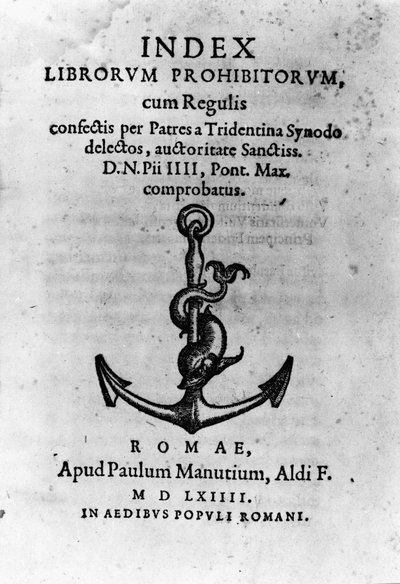Portada del "Índice de Libros Prohibidos", Roma de Unknown artist