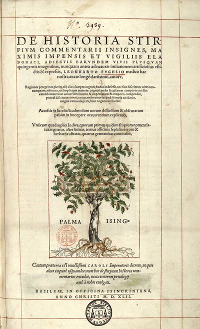 Portada de "De Historia Stirpium commentarii badges..." de Leonhart Fuchs de Unknown artist