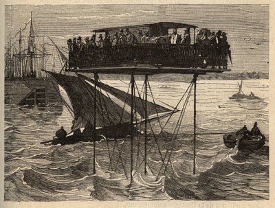 Desbaste de grúas de Saint-Malo a Saint-Servan - (Saint Malo a Saint Servan) grabado en “PATRIE - DESCRIPTION PICTURESQUE DE LA FRANCE EN 6 VOLUMES” de Lucien Huard - finales del siglo XIX. de Unknown artist
