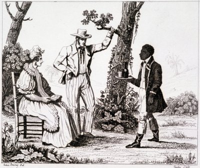 Criollo de Martinica (sirviente negro y una pareja de blancos) - en "Francia pintoresca", T.III de Unknown artist