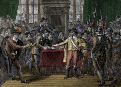 Cromwell disolviendo el Parlamento Largo - El Parlamento Rump - Oliver Cromwell (1599-1658) disuelve el Parlamento Británico de Unknown artist