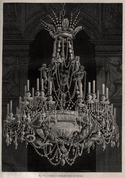 Candelabro de cristal de la fábrica de Baccarat - grabado en 