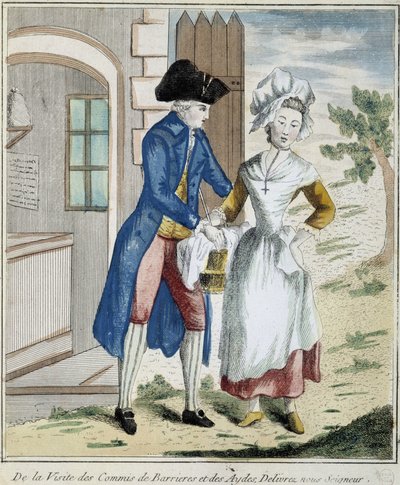 Costumbres: impuesto de barrera - caricatura alrededor de 1800 de Unknown artist