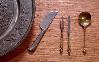 Cubiertos (tenedor, cuchillo, cuchara) del período Renacentista. Siglo XVI París, artes decorativas de Unknown artist