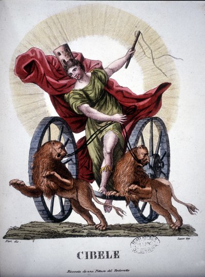 Cibeles, divinidad que personifica el poder reproductivo de la Naturaleza - en “Dizionario mitologico”, grabado del siglo XIX después de una pintura de Tintoretto, Biblioteca de Brera, Milán. de Unknown artist