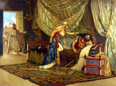Dalila está a punto de cortar el cabello de Sansón reformando su fuerza. Siglo XIX. de Unknown artist