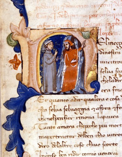 Dante y Virgilio a la entrada del Infierno. (letrina 
