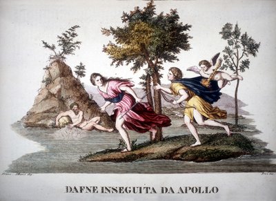 Dafne perseguida por Apolo - en Dizionario mitologico de Unknown artist