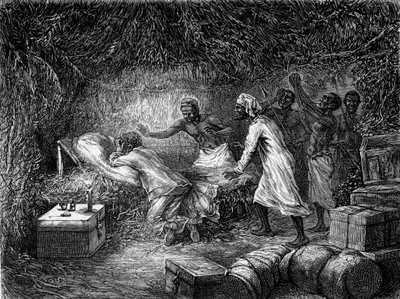 David Livingstone murió de disentería en el pueblo de Tchitammbo en 1873 - en “Tour du Monde”, 2do semestre de 1875 de Unknown artist