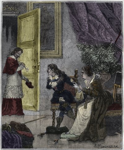 Día de los Engaños - Jornada de los Engaños 1630 - En el momento en que María de Médicis estaba defendiendo su causa, el Cardenal Richelieu entró - ilustración en "París a través del siglo" por Knee-Lac. de Unknown artist