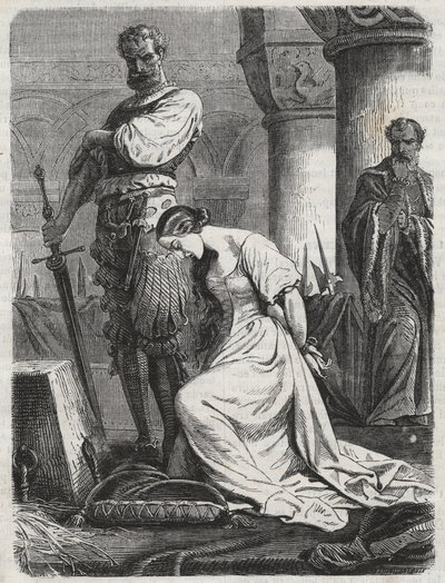 Muerte de Katherine Howard, esposa de Enrique VIII - grabado de 1864 de Unknown artist