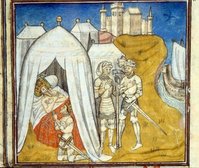 Muerte de Luis IX por la peste durante la octava cruzada en 1270 - Miniatura de Unknown artist