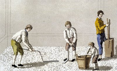 Decoración: una de las etapas del pavimentado del suelo de Unknown artist