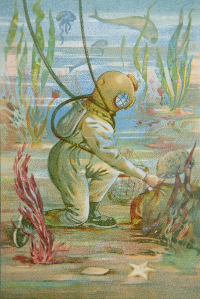 Buzo de aguas profundas, c.1890 de Unknown artist