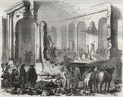 Demolición del templo de Charenton en noviembre de 1685 tras la Revocación del Edicto de Nantes, 18 de octubre de Unknown artist