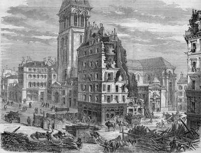 Demoliciones de la Place Saint Germain des Pres, para la apertura de la Rue de Rennes en 1867 de Unknown artist