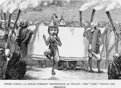 Demostración de arte popular en Ceilán (actual Sri Lanka), grabado del siglo XIX de Unknown artist