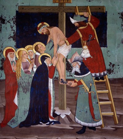 Deposición, Vida de Cristo (siglo XV), frescos, Capilla de San Sebastián, Villard-de-Lans, Ródano-Alpes, Francia de Unknown artist