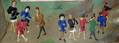 Peregrinos en viaje (Libro de Horas de la Duquesa de Borgoña, Adelaide de Saboya) de Unknown artist
