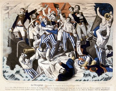 Destrucción del barco “El Vengador” por la flota inglesa, 1 de junio de Unknown artist