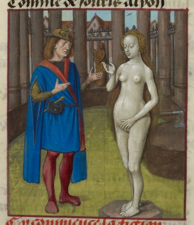 Detalle de una miniatura de Pigmalión y la estatua. de Unknown artist