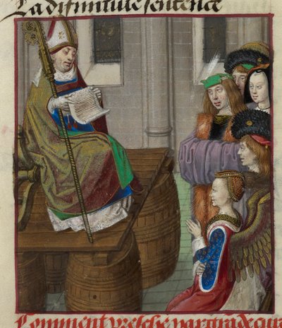 Detalle de una miniatura de un sacerdote predicando a los ejércitos de Venus, de "Le Roman de la Rose". de Unknown artist
