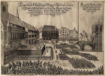 La ejecución de los rebeldes bohemios en la Plaza Vieja de Praga, 1621 de Unknown