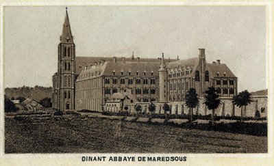 Dinant, Abadía de Maredsous, Valonia, Bélgica. Cromolitografía de finales del siglo XIX de Unknown artist