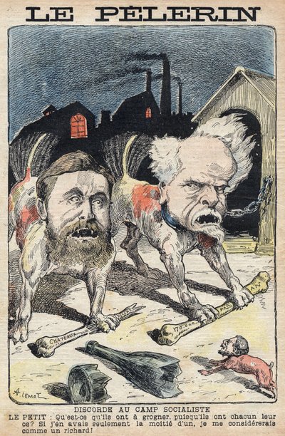 Disputas entre los socialistas Jean Jaures (1859-1914) (izquierda) y Henri Rochefort (1831-1913) (derecha). Ilustración en “Le Pelerin” del 19 de junio de 1898. de Unknown artist