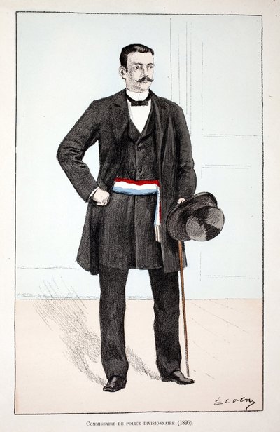 Comisario de Policía Divisional (1896). Ilustración de “Histoire du corps des gardiens de la paix” de Unknown artist