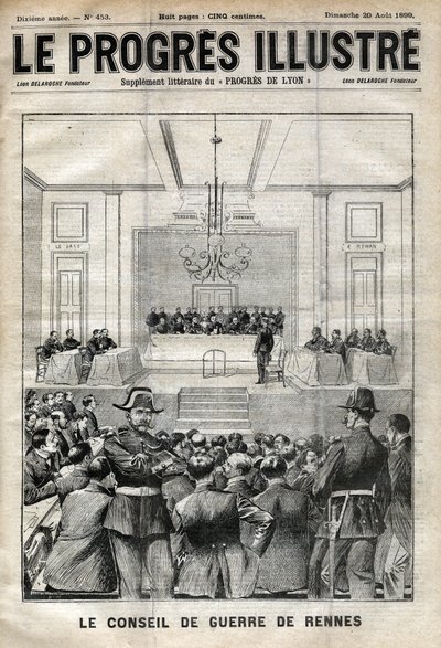 Caso Dreyfus. Juicio de Rennes. Alfred Dreyfus ante el Consejo de Guerra (1899). Portada de 