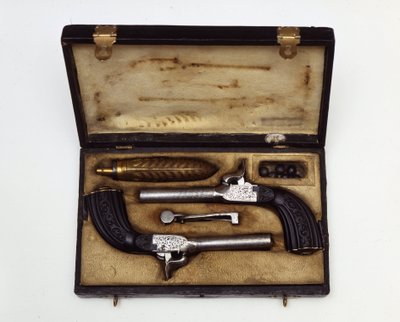 Juego de duelo compuesto por pistolas Mazzagatti del siglo XIX. de Unknown artist
