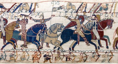 El Duque Guillermo muestra su rostro a su ejército, Tapiz de Bayeux de Unknown artist