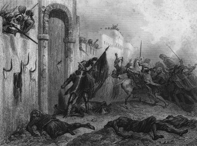 Durante el sitio de Argel por Carlos V en octubre de 1541, el francés Sir Pons de Balaguer, caballero de Malta, clavó su daga en la puerta Bab-Azoun, diciendo: 