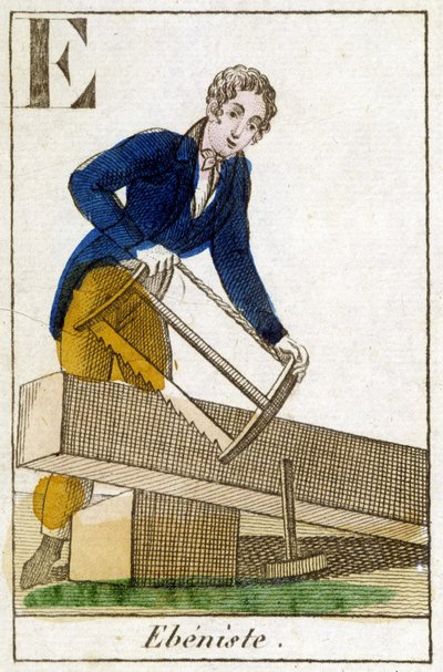 Ebenista en el trabajo - grabado, c.1800 de Unknown artist