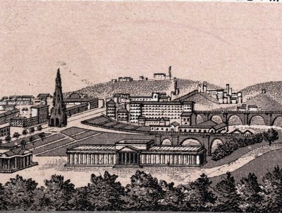 Edimburgo, Escocia: vista de la ciudad tomada desde el castillo de Edimburgo. en "El mundo ilustrado 168 vistas" Sin fecha (finales del siglo XIX) de Unknown artist