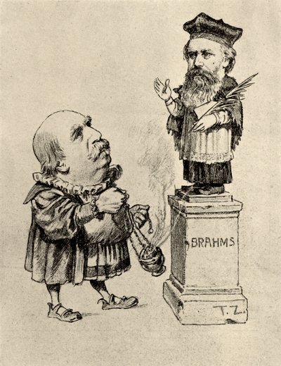 Eduard Hanslick (1825-1904) Crítico musical austriaco, adorador de Brahms en un pedestal de Unknown artist