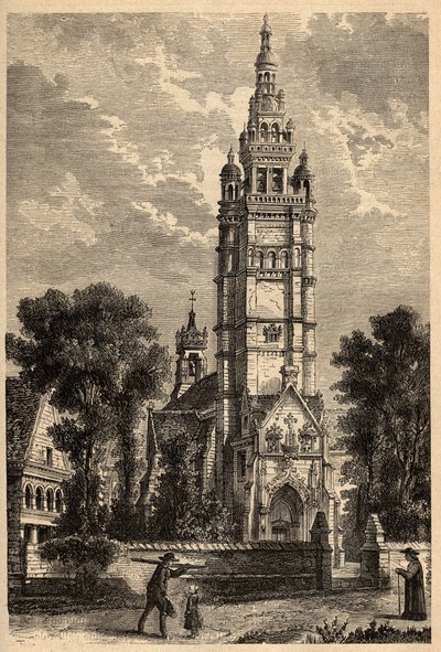 Iglesia Notre Dame de Croaz Batz en Roscoff - Finisterre - Bretaña - grabado en “PATRIE” - DESCRIPCIÓN PICTÓRICA DE FRANCIA EN 6 VOLÚMENES POR LUCIEN HUARD - finales del siglo XIX de Unknown artist