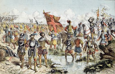 Octava Guerra de Religión (1585-1598): la batalla de Ivry el 14/03/1590 entre el ejército real de Enrique IV (que prevalecerá) y la Liga Católica de Unknown artist