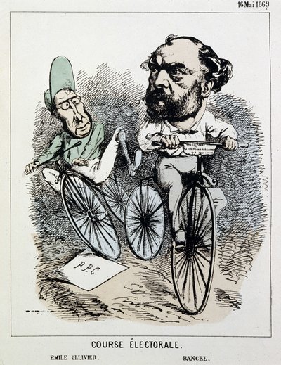 Carrera electoral en bicicleta: Emile Ollivier y Bancel de Unknown artist