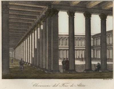 Elevación del foro en Atenas (El Foro Romano de Atenas está ubicado al norte de la acrópolis y al este del ágora griega clásica) grabado de “Usi e Costumi di Tutti i Popoli dell