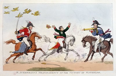 Caricatura inglesa sobre Napoleón I - en Napoleón I, caricaturas, colección dummy. 1814 - 1815. B.H.V.P. de Unknown artist