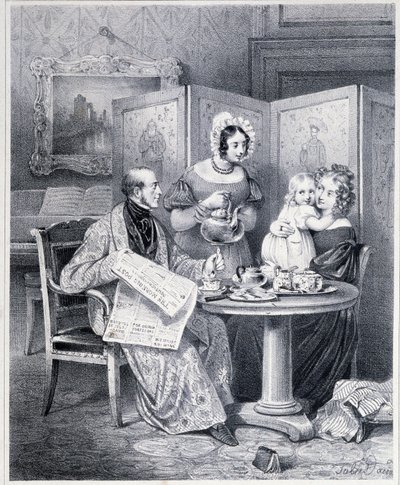 Pareja inglesa tomando té - Siglo XIX. de Unknown artist