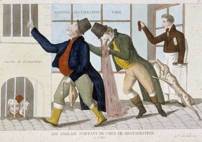 Ingleses saliendo del restaurante (vomitando) de Unknown artist
