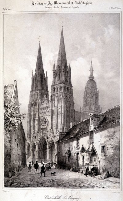 Grabado de la Catedral de Bayeux publicado en “La Edad Media Monumental y Arqueológica”. Siglo XIX de Unknown artist